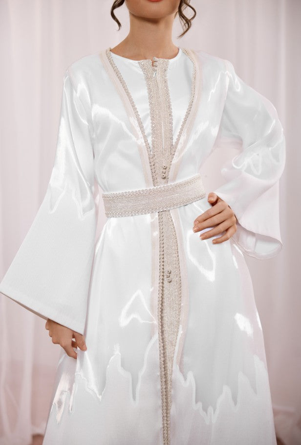 Scarlet Kids Pearl White Embroidered Luxe Kaftan