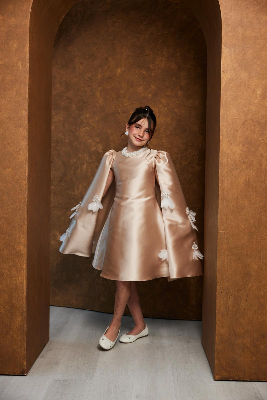 Nude Draped Feather Cape