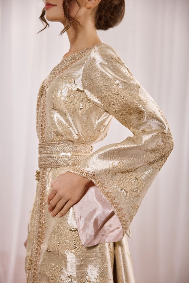 Scarlet Kids Gold Champaigne Brocade Jalabiya Kaftan