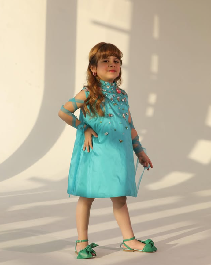 Blue Green Sleeveless Dress