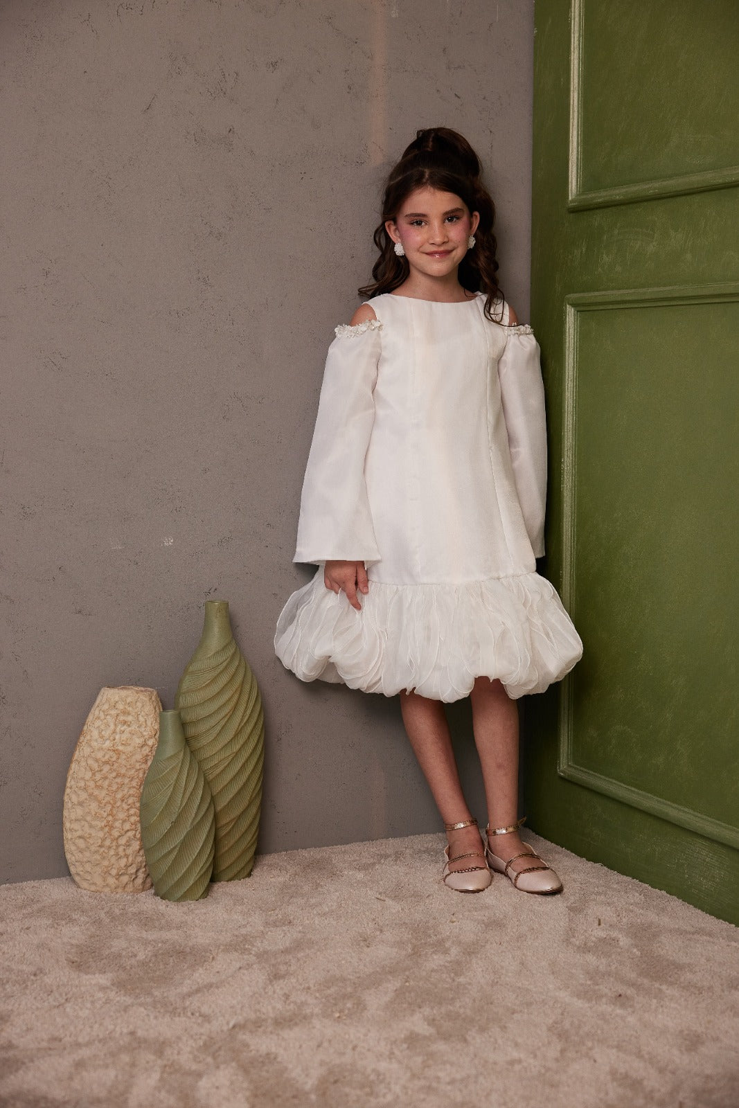 White Organza Ruffles Dress