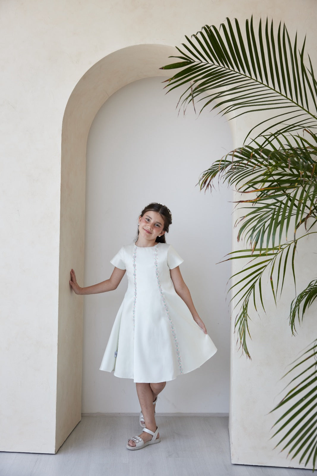 Short Sleeves Dress With Beads & Sequence