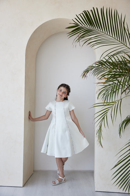 Short Sleeves Dress With Beads & Sequence