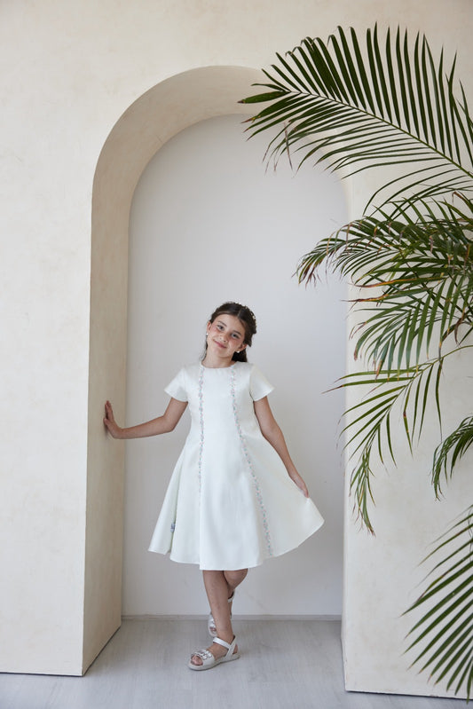 Short Sleeves Dress With Beads & Sequence