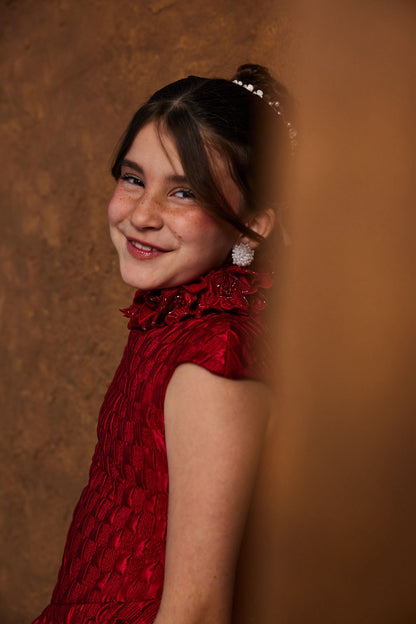 Blooming Red Sponge Dress