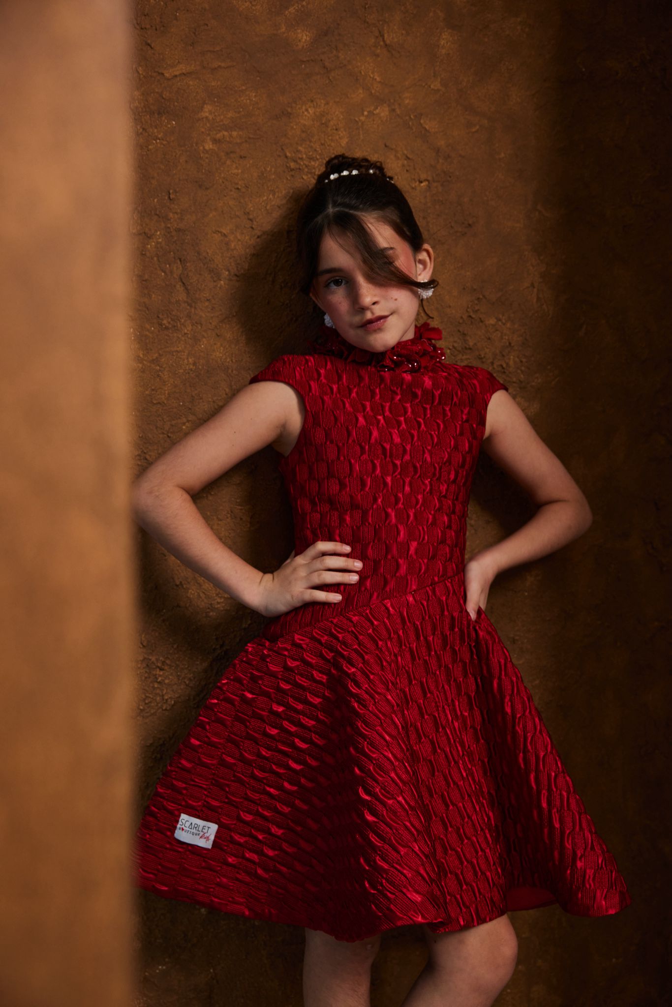 Blooming Red Sponge Dress