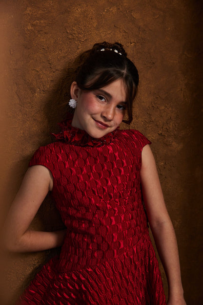 Blooming Red Sponge Dress