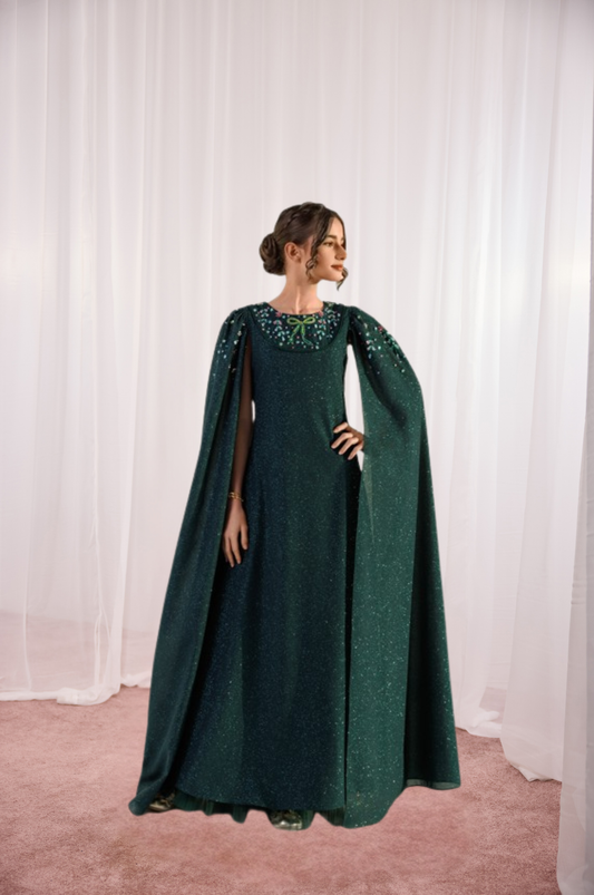 Scarlet Kids Emerald Botanical Cape Dress