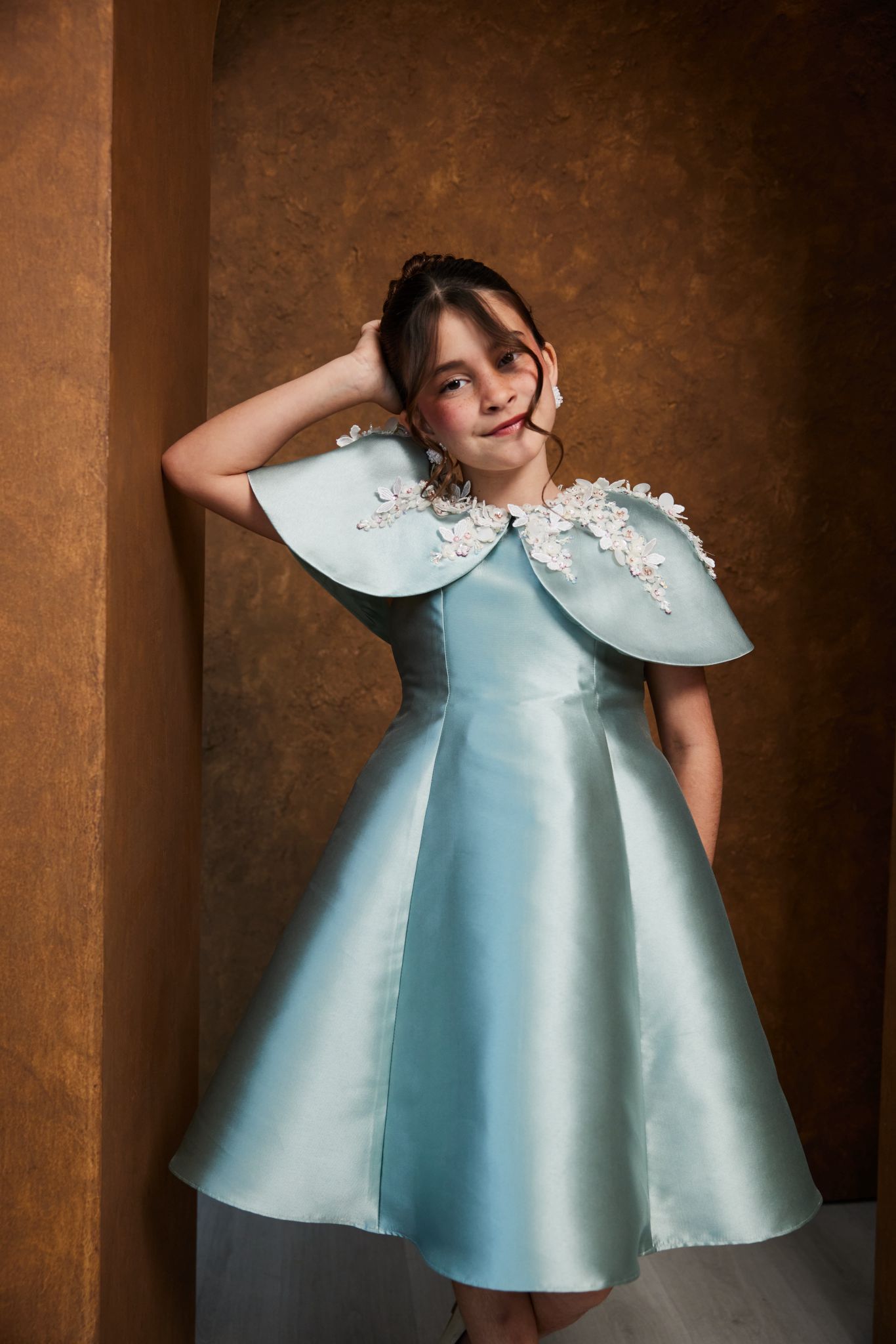 Avocado Embellished Short Cape