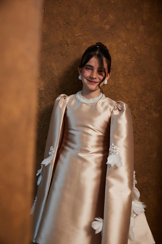 Nude Draped Feather Cape