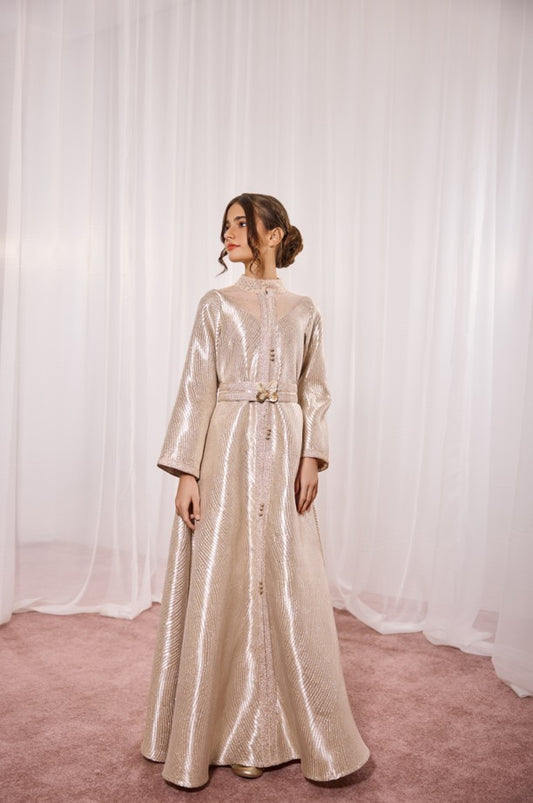 Scarlet Kids Beige Pleated Butterfly Kaftan