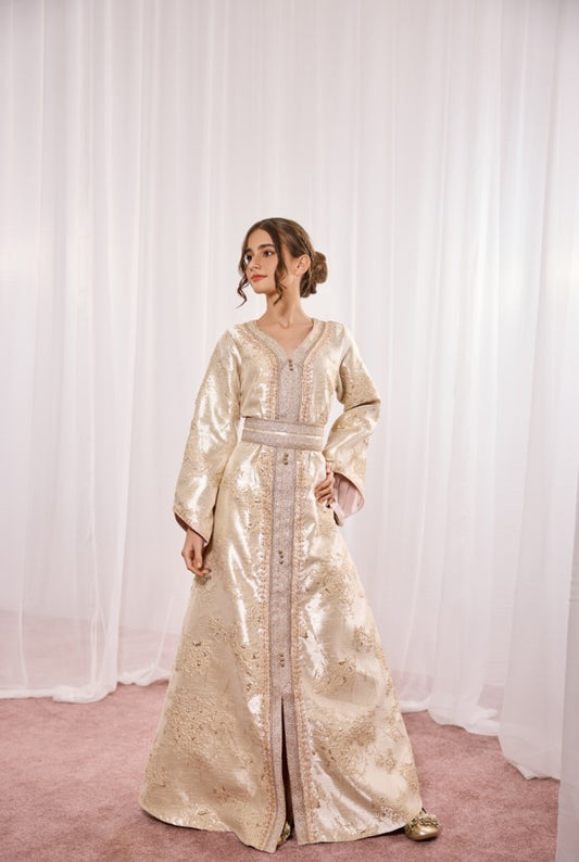 Scarlet Kids Gold Champaigne Brocade Jalabiya Kaftan