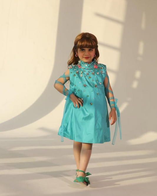 Blue Green Sleeveless Dress