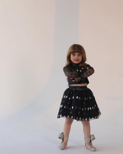 2 in 1 Black Tops & Skirts Off Shoulder
