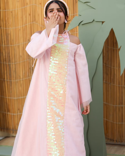 Light Peach Long Cloche Jalabiya