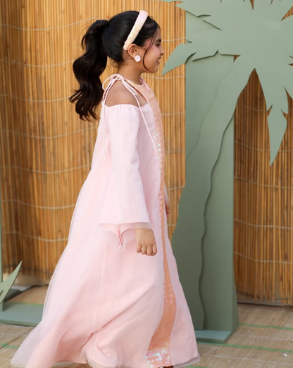 Light Peach Long Cloche Jalabiya