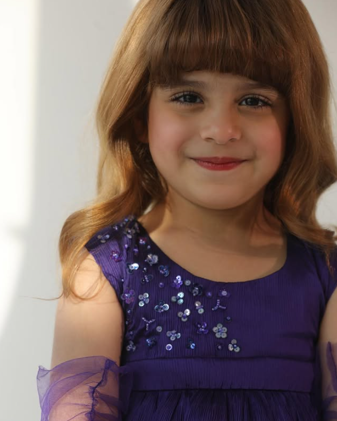 Purple Sleeveless Dress with Gloves