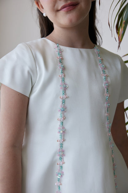 Short Sleeves Dress With Beads & Sequence